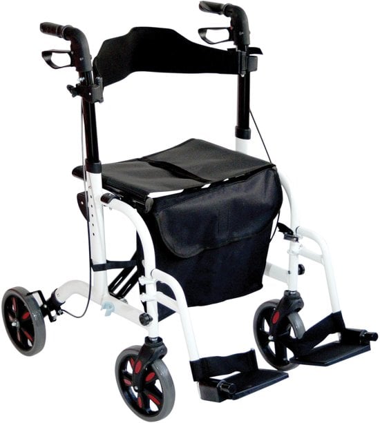 Aidapt transport rolstoel rollator - aluminium - wit